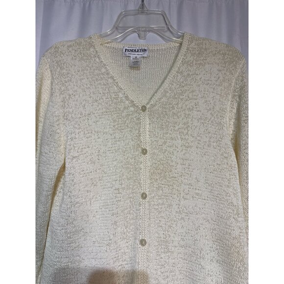Pendleton Womens Cream Button-Down Cardigan Sweater Size M 60% Polyester 40% Cot - Picture 2 of 5